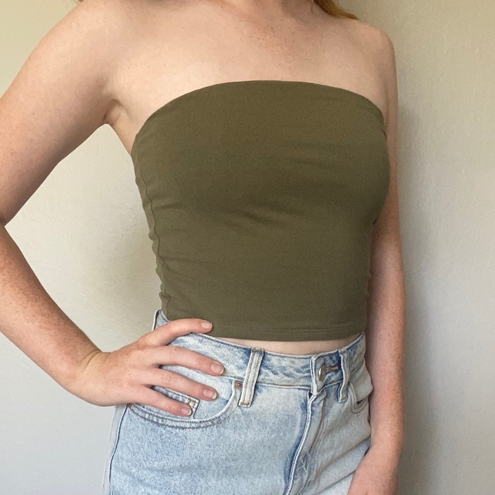 Garage olive green tube top